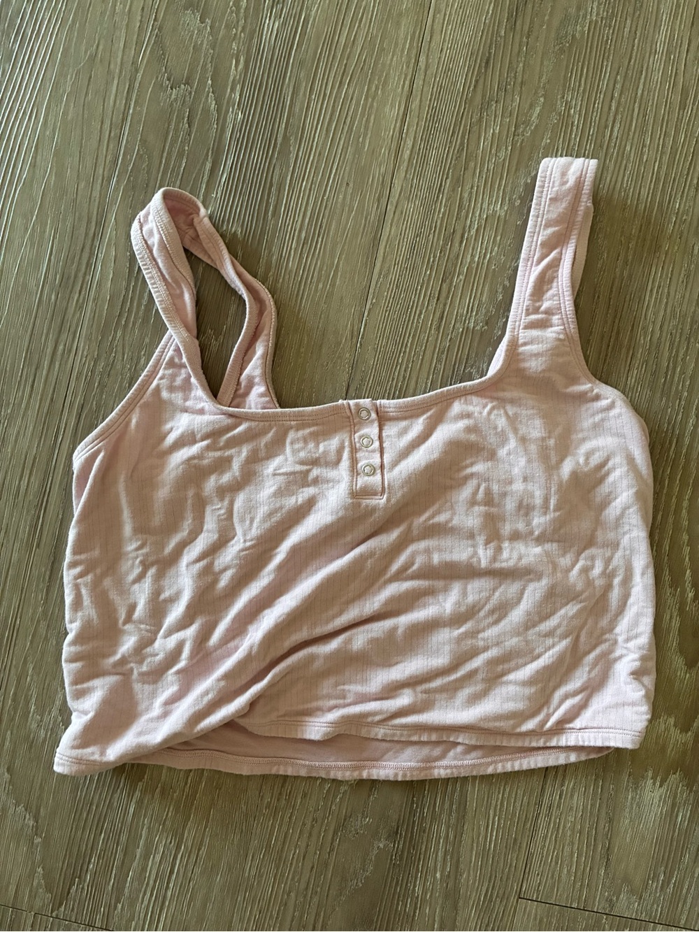 Auden Light Pink Ribbed Crop Tank with Front Buttons